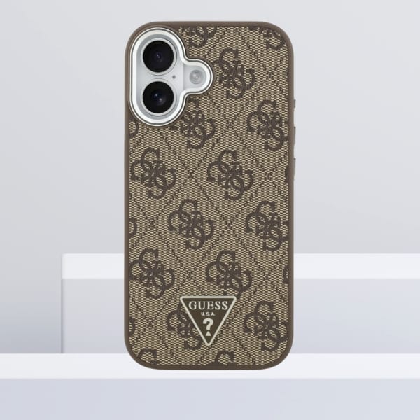 Etui Guess 4G Triangle Logo MagSafe do   iPhone 17 brązowy srebrny