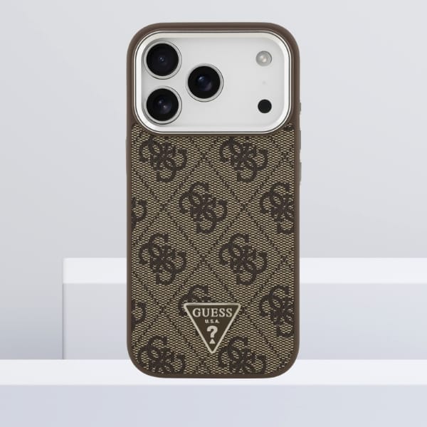 Etui Guess 4G Triangle Logo MagSafe do   iPhone 17 Pro brązowy srebrny