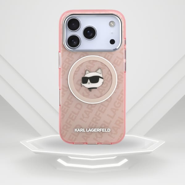 Etui Karl Lagerfeld IML Choupette Head   Logo MagSafe do iPhone 17 Pro różowy