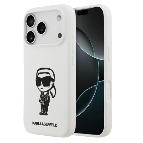 Etui Karl Lagerfeld Silicone Karl Sketch & Logo MagSafe do iPhone 17 Pro biały
