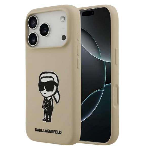 Etui Karl Lagerfeld Silicone Karl Sketch & Logo MagSafe do iPhone 17 Pro brązowy
