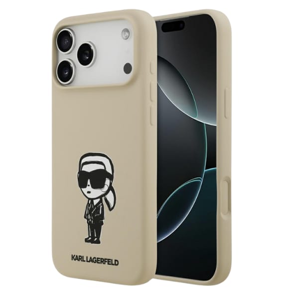 Etui Karl Lagerfeld Silicone Karl Sketch & Logo MagSafe do iPhone 17 Pro Max brązowy