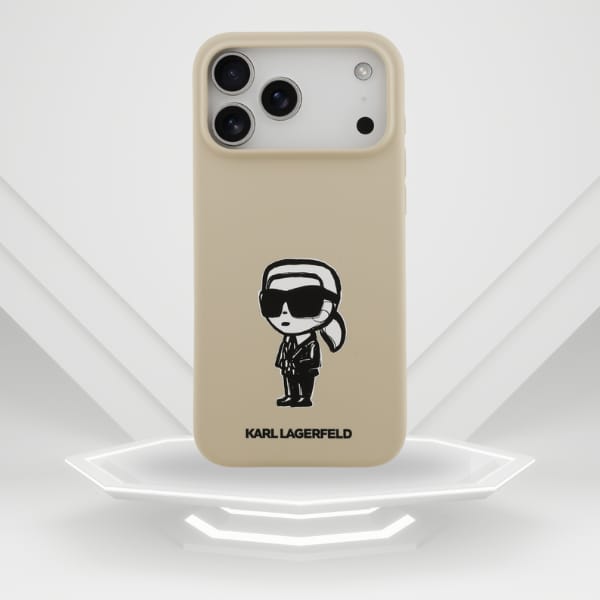 Etui Karl Lagerfeld Silicone Karl Sketch & Logo MagSafe do iPhone 17 Pro Max brązowy