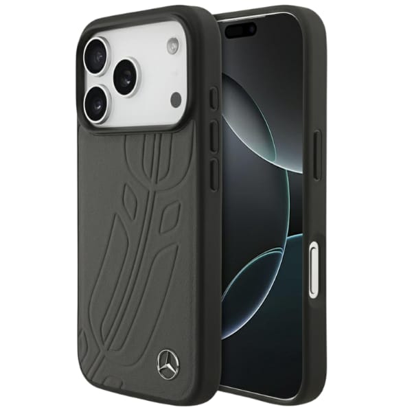 Etui Mercedes Leather Large Laurel Leave MagSafe do iPhone 17 Pro antracyt
