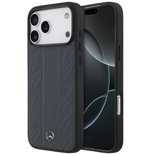 Etui Mercedes Leather Laurel Leaves      Stripes MagSafe do iPhone 17 Pro Max niebieski