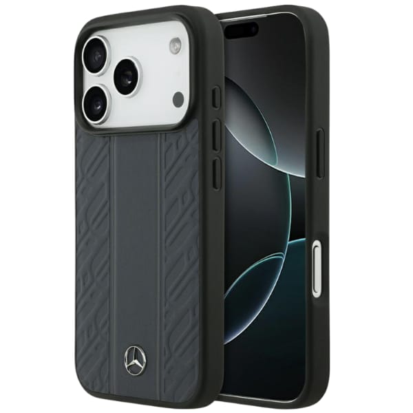 Etui Mercedes Leather Laurel Leaves      Stripes MagSafe do iPhone 17 Pro niebieski