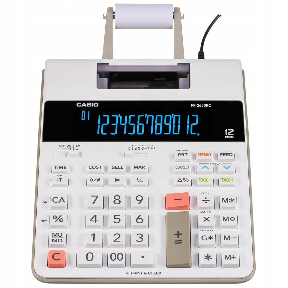 Casio Kalkulator FR 2650 RC, biała, 12 miejsc, zasilany z sieci