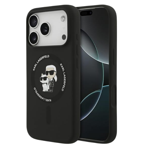 Etui Karl Lagerfeld Silicone             Karl&Choupette Ring MagSafe do iPhone 17 Pro czarny