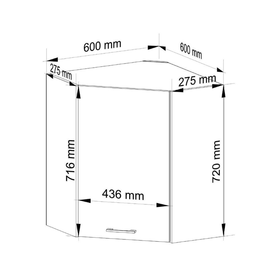WISZĄCA SZAFKA KUCHENNA NAROŻNA OLIWIA W 60/60cm H720 BIAŁA / BETON