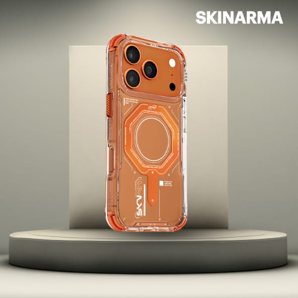 Etui Skinarma Magma do iPhone 17 Pro     Magnetic Charging pomarańczowy