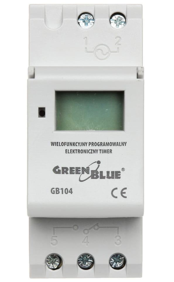 Włącznik czasowy, cyfrowy na szynę DIN. 240 programów GB104 