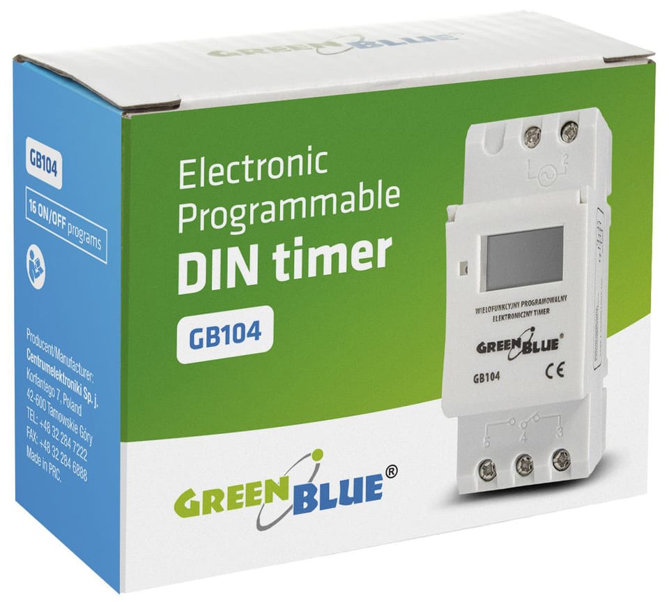 Włącznik czasowy, cyfrowy na szynę DIN. 240 programów GB104 