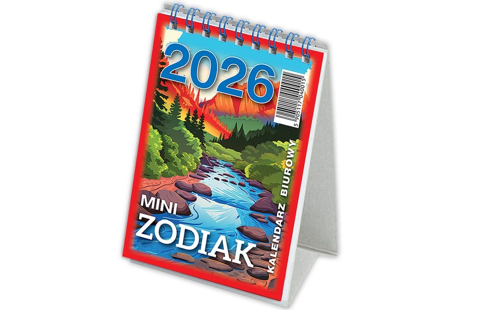 Kalendarz biurowy MINI ZODIAK H7 stojący pionowy 85x120mm 2026 TELEGRAPH