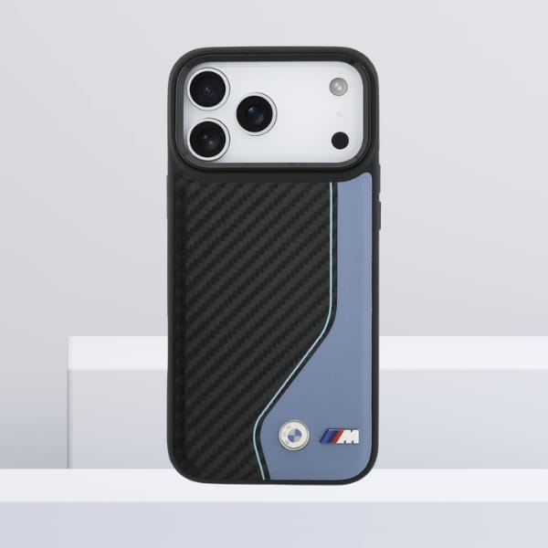 Etui BMW M Carbon Logo MagSafe do iPhone 17 Pro Max niebieski