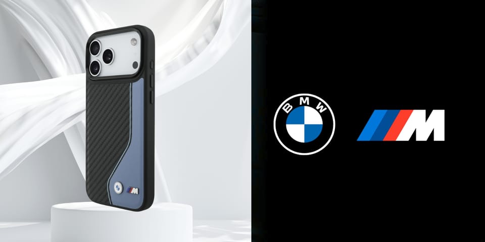 Etui BMW M Carbon Logo MagSafe do iPhone 17 Pro Max niebieski