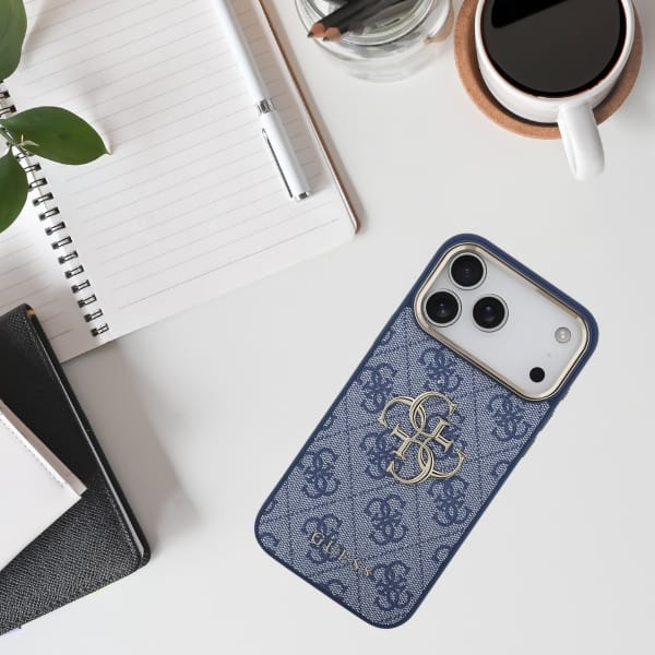 Etui Guess 4G Big 4G Classic Logo do     iPhone 17 Pro Max niebieski złoty