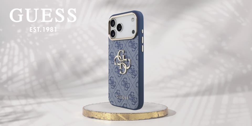 Etui Guess 4G Big 4G Classic Logo do     iPhone 17 Pro Max niebieski złoty