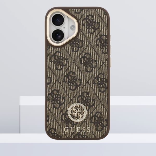 Etui Guess 4G Strass Logo MagSafe do     iPhone 17 brązowy