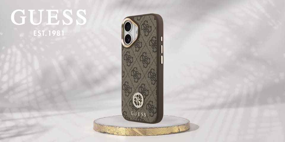Etui Guess 4G Strass Logo MagSafe do     iPhone 17 brązowy