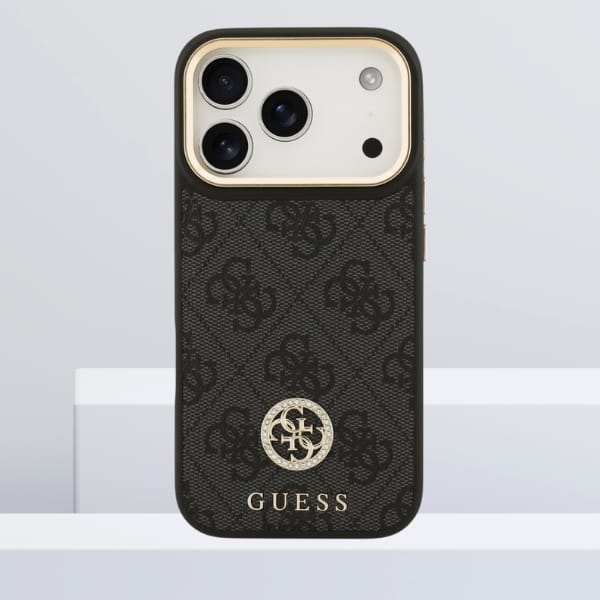 Etui Guess 4G Strass Logo MagSafe do     iPhone 17 Pro czarny