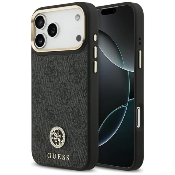 Etui Guess 4G Strass Logo MagSafe do     iPhone 17 Pro Max czarny