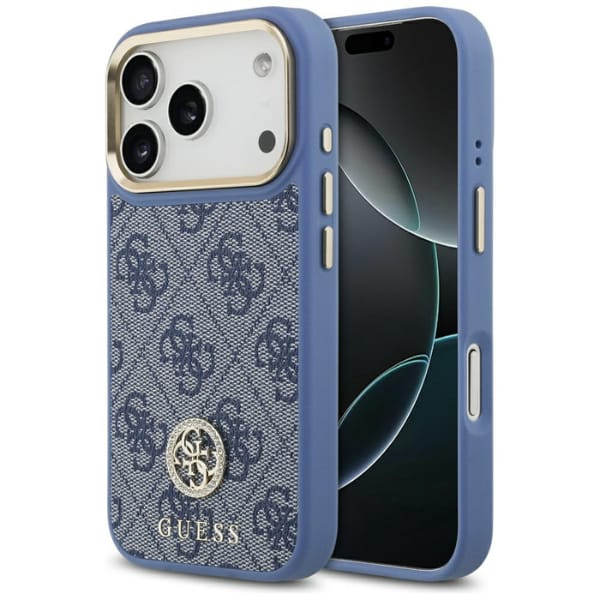 Etui Guess 4G Strass Logo MagSafe do     iPhone 17 Pro niebieski