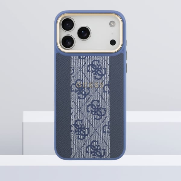 Etui Guess 4G Stripe MagSafe do iPhone   17 Pro Max niebieski