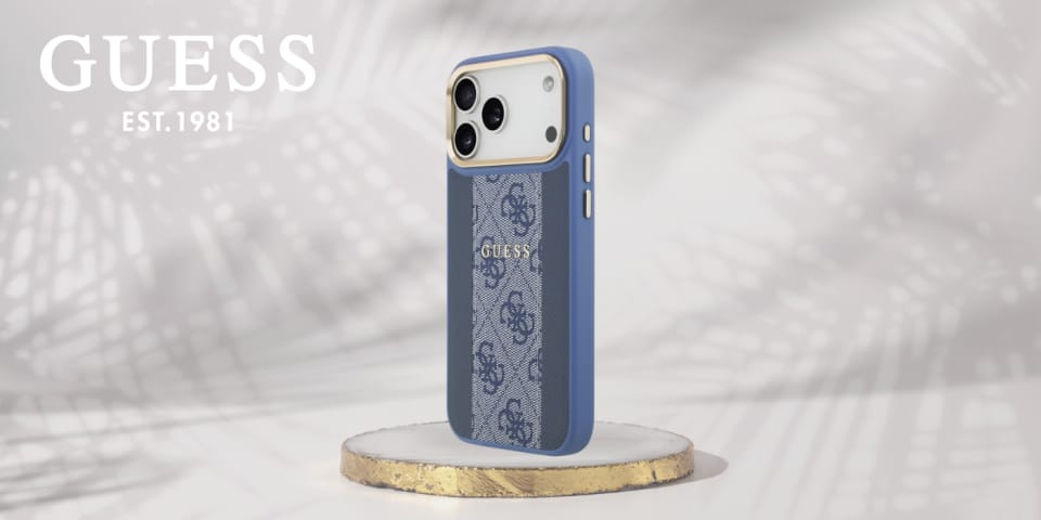 Etui Guess 4G Stripe MagSafe do iPhone   17 Pro Max niebieski