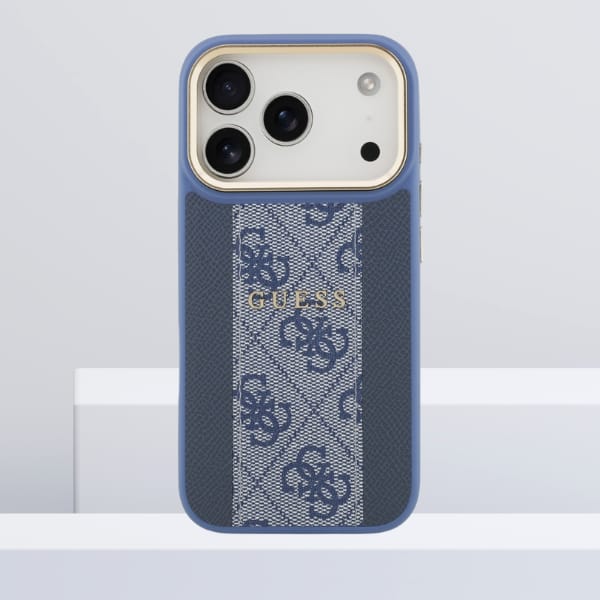 Etui Guess 4G Stripe MagSafe do iPhone   17 Pro niebieski