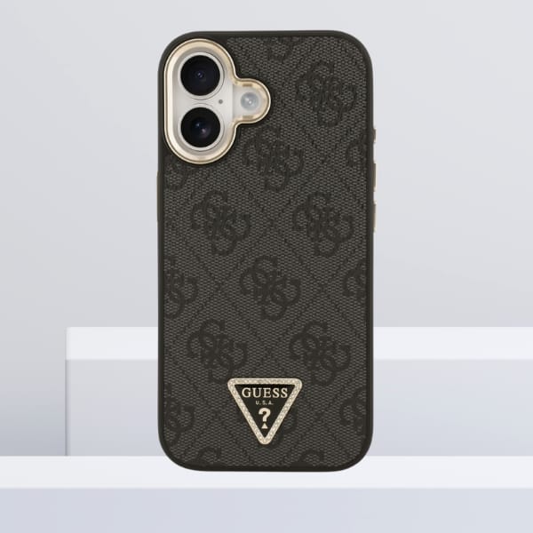 Etui Guess 4G Triangle Logo MagSafe do   iPhone 17 czarny złoty