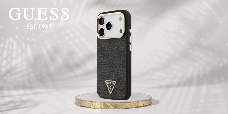 Etui Guess 4G Triangle Logo MagSafe do   iPhone 17 Pro czarny złoty