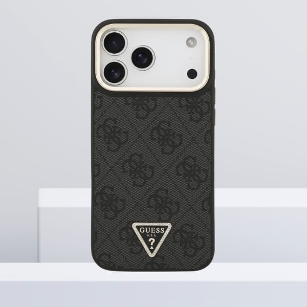 Etui Guess 4G Triangle Logo MagSafe do   iPhone 17 Pro Max czarny złoty