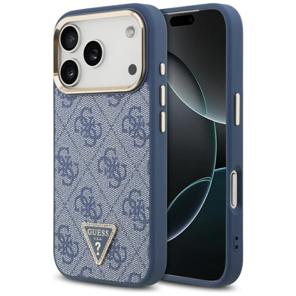 Etui Guess 4G Triangle Logo MagSafe do   iPhone 17 Pro niebieski złoty