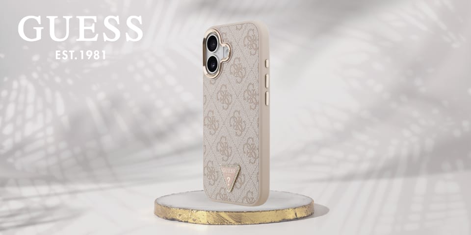 Etui Guess 4G Triangle Logo MagSafe do   iPhone 17 różowy złoty