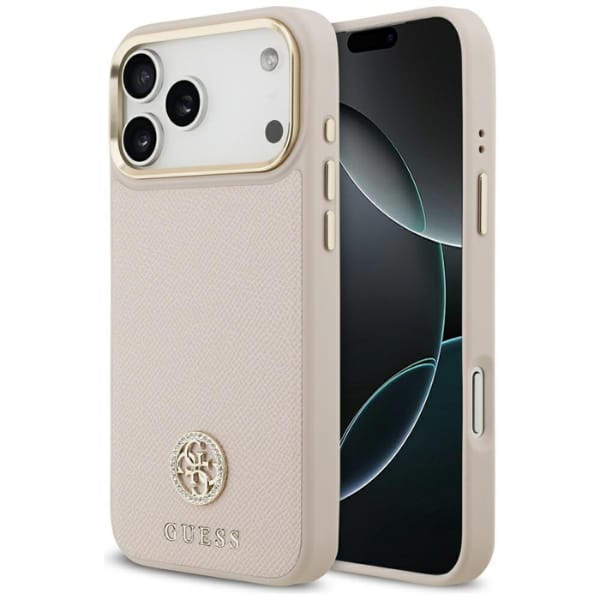 Etui Guess Grained Strass Logo MagSafe   do iPhone 17 Pro Max różowy