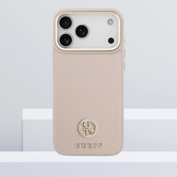 Etui Guess Grained Strass Logo MagSafe   do iPhone 17 Pro Max różowy