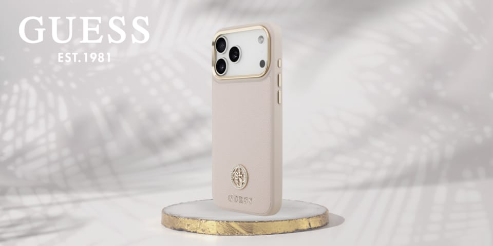 Etui Guess Grained Strass Logo MagSafe   do iPhone 17 Pro Max różowy