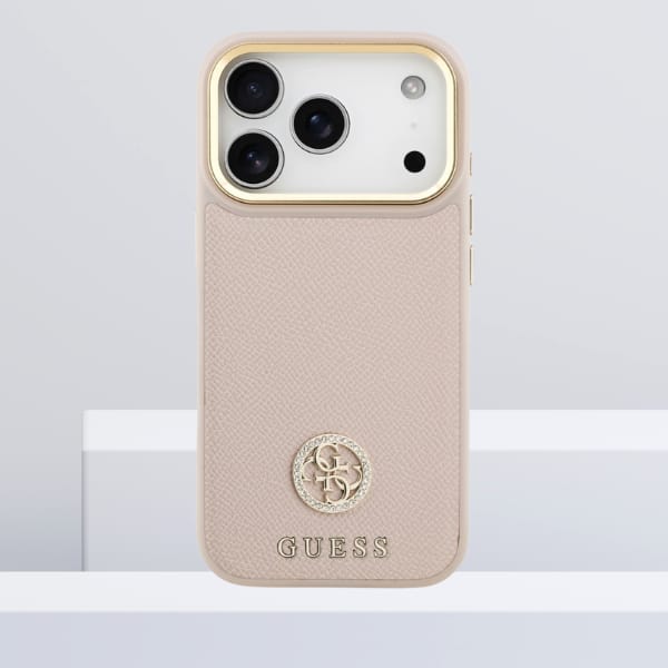 Etui Guess Grained Strass Logo MagSafe   do iPhone 17 Pro różowy
