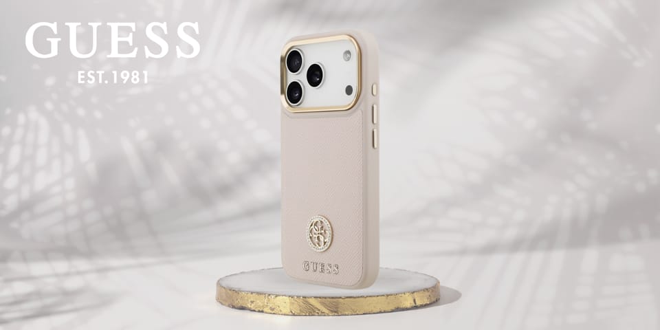 Etui Guess Grained Strass Logo MagSafe   do iPhone 17 Pro różowy