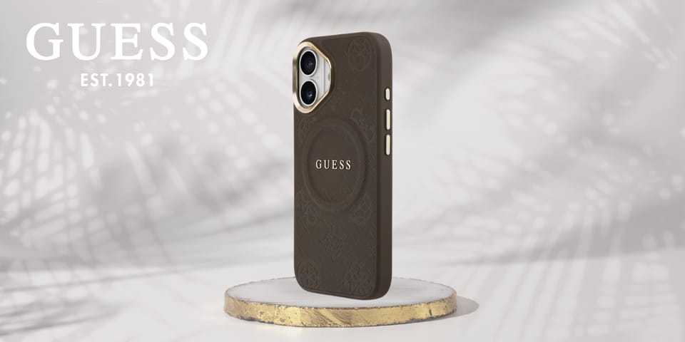 Etui Guess Peony Hot Stamp MagSafe do    iPhone 17 brązowy