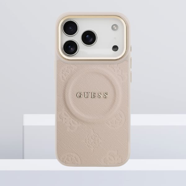 Etui Guess Peony Hot Stamp MagSafe do    iPhone 17 Pro różowy