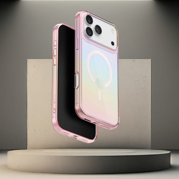 Etui UNIQ Iridescia do iPhone 17 Pro     Magclick Charging pink prism