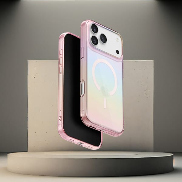 Etui UNIQ Iridescia do iPhone 17 Pro Max Magclick Charging pink prism