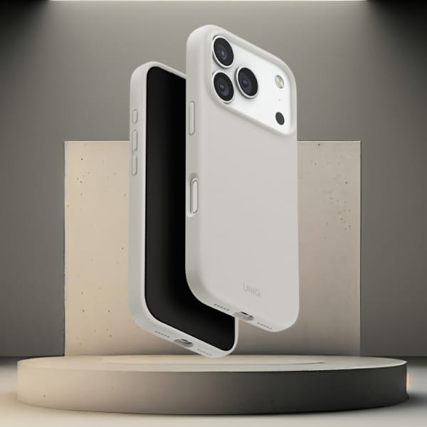 Etui UNIQ Lino do iPhone 17 Pro Magclick Charging jasno szary