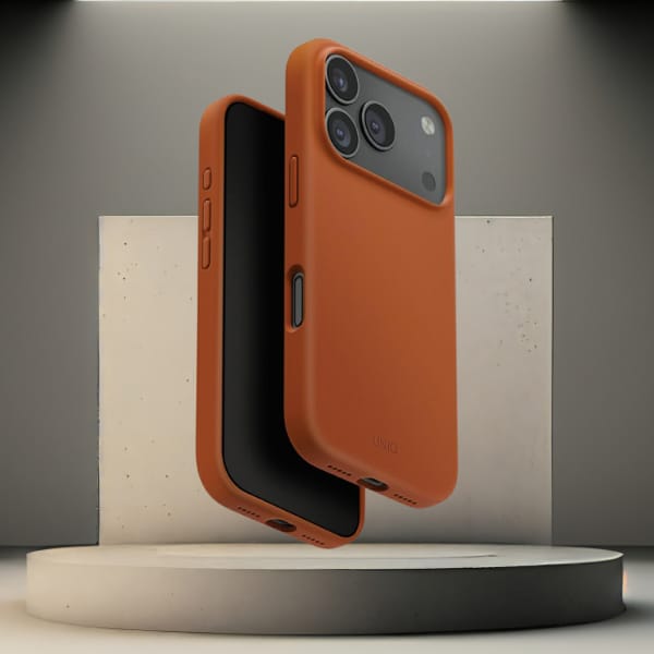 Etui UNIQ Lino do iPhone 17 Pro Magclick Charging pomarańczowy