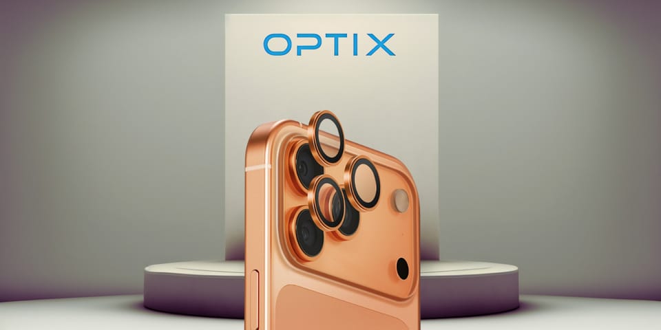 Szkło na obiektyw aparatu UNIQ Optix     Aluminium Camera Lens Protector do iPhone 17 Pro / iPhone 17 Pro Max z aplikatorem bursztynowy