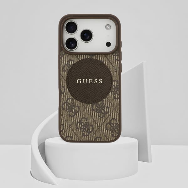 Etui Guess 4G Circle Classic Logo        MagSafe do iPhone 17 Pro brązowy