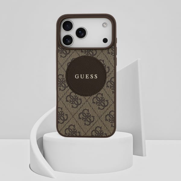 Etui Guess 4G Circle Classic Logo        MagSafe do iPhone 17 Pro Max brązowy