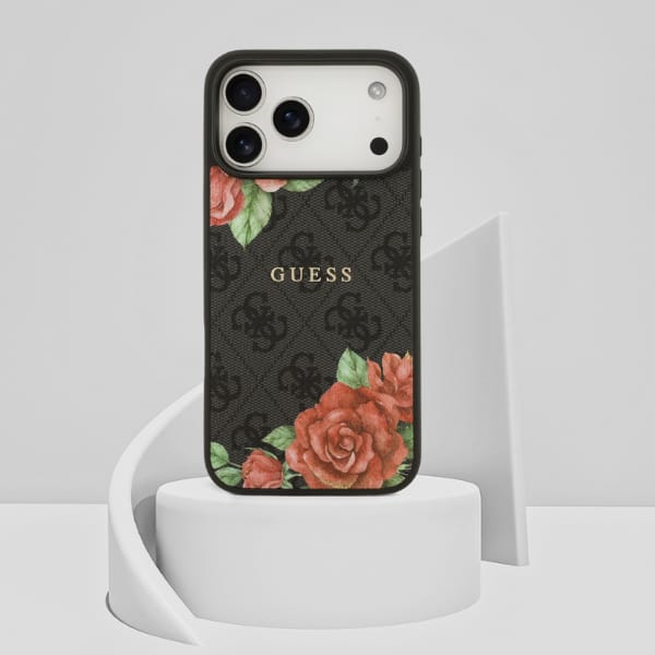 Etui Guess 4G Flowers Print MagSafe do   iPhone 17 Pro czarny