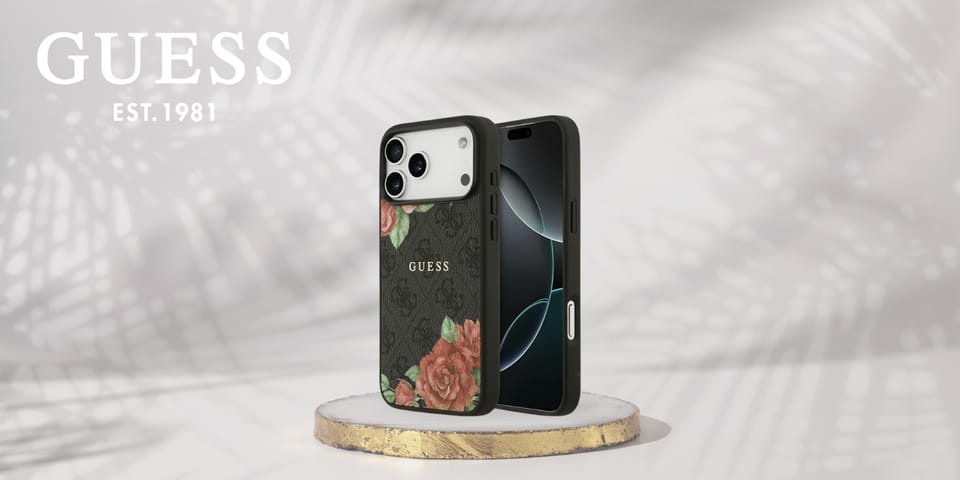 Etui Guess 4G Flowers Print MagSafe do   iPhone 17 Pro czarny